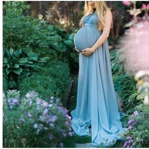 Maternity Off Shoulder Floor-Length Summer Dress